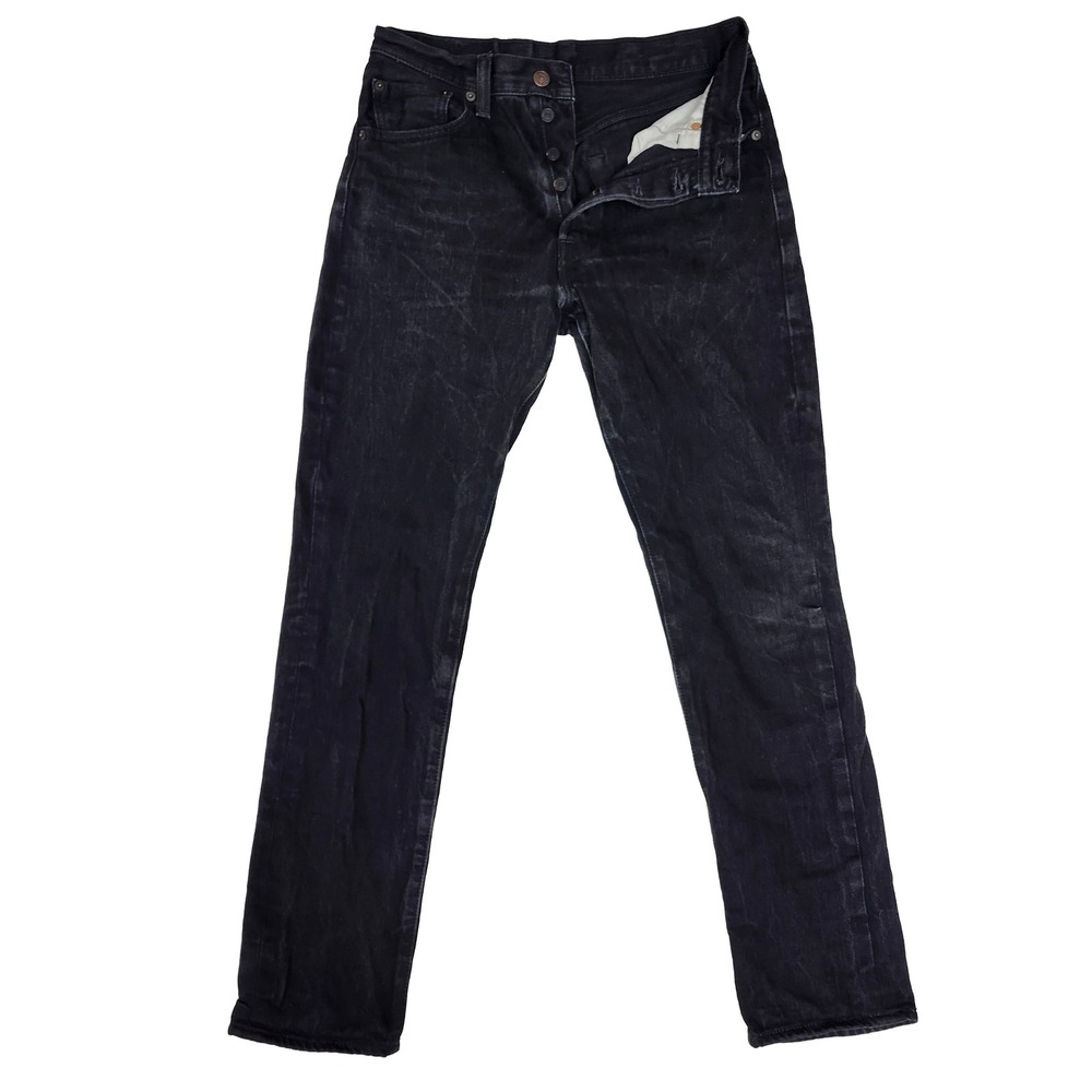 Levis 501‎ Black Denim Faded Jeans 30x32 Button Fly Straight Leg Washed Grunge